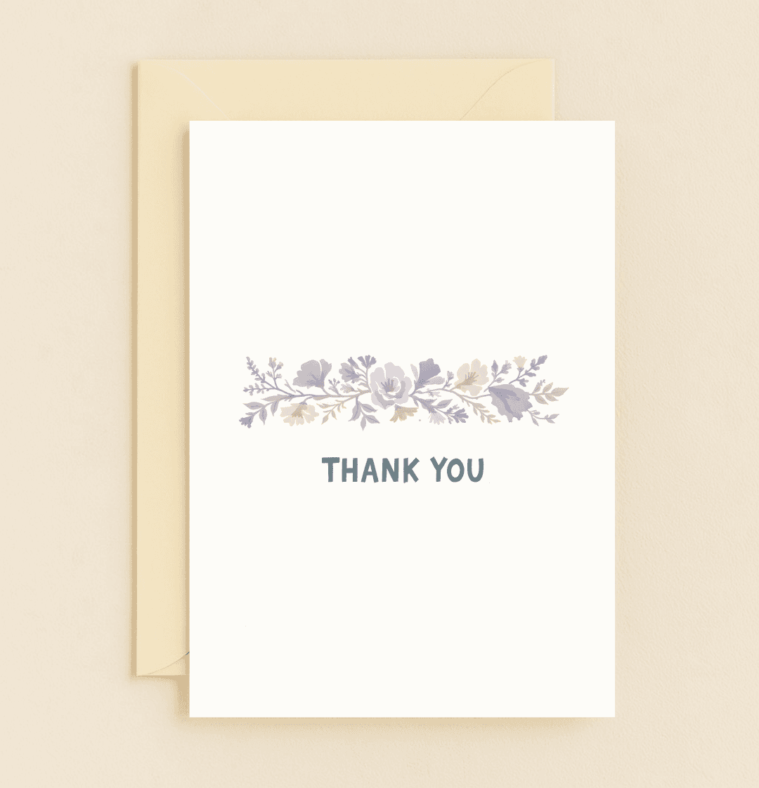 Express heartfelt gratitude with this elegant thank you card featuring minimalist watercolor flowers in soft pastels and a bold message on a crisp white background.