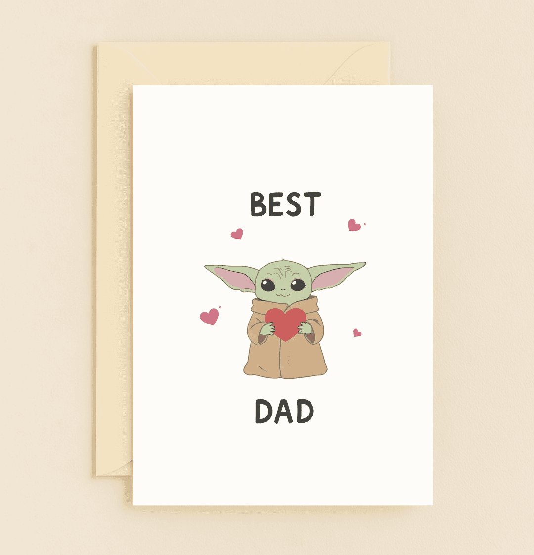 Celebrate Father's Day with a cute Grogu card from The Mandalorian, featuring a heartfelt "BEST DAD" tribute perfect for any Star Wars fan.