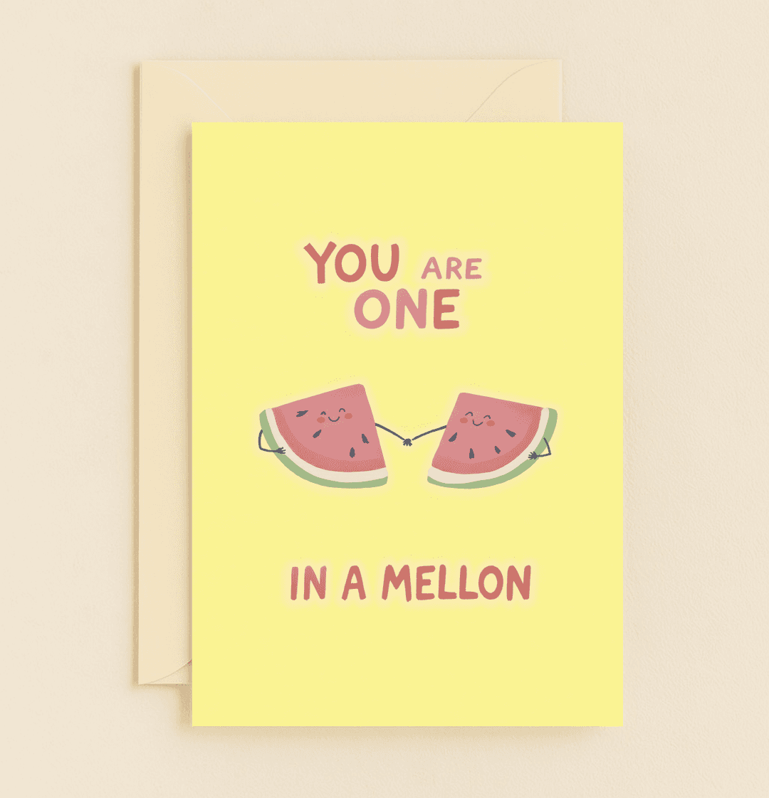 Express your gratitude with a playful pun and cheerful design featuring smiling watermelon slices, perfect for celebrating friendship and care.
