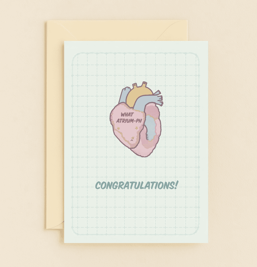 Celebrate academic success with humor and style using our "Heartfelt Triumph Awaits!" card, featuring a playful anatomical heart pun and a bold congratulatory message.