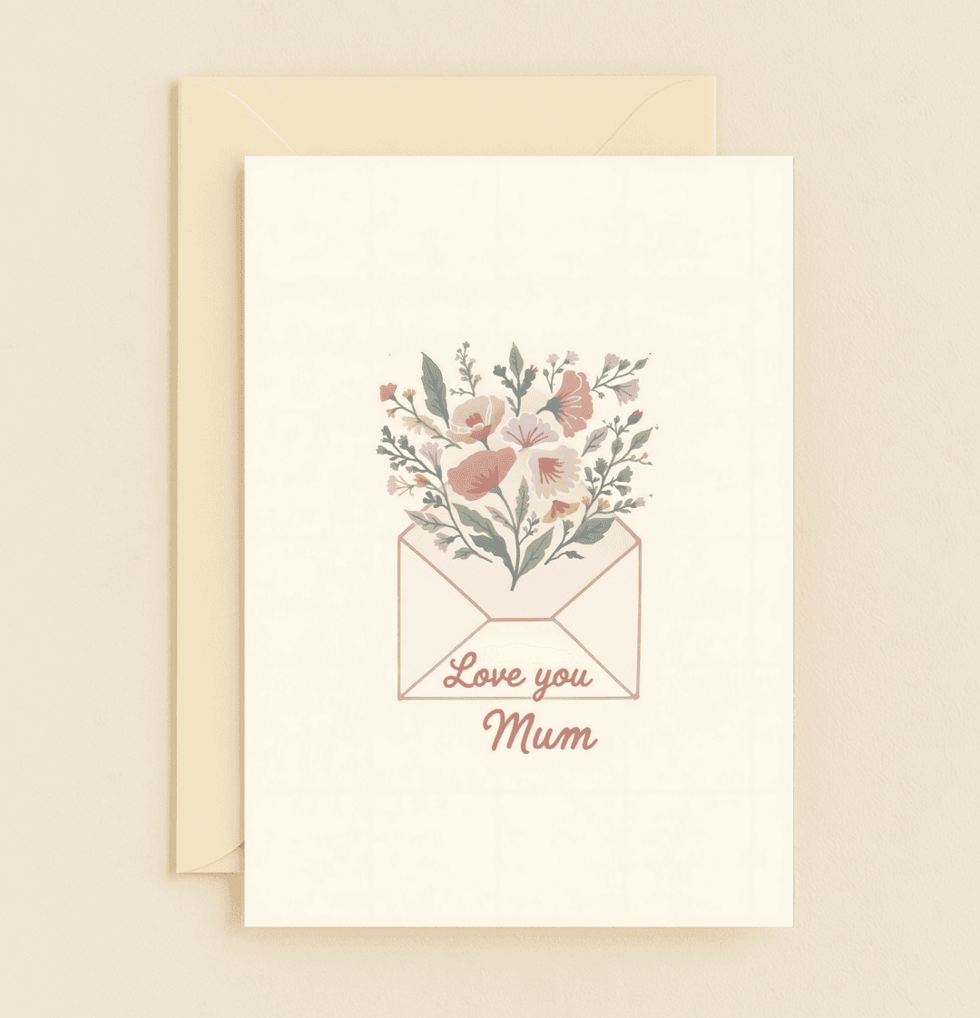 Celebrate Mother's Day with our "A Blooming Envelope of Love" card, featuring pastel florals and heartfelt script to express your love sincerely.