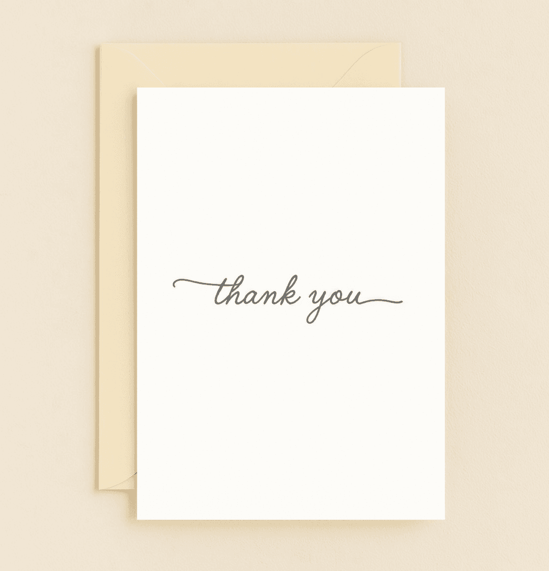 Express your gratitude with our "Elegant Grateful Thoughts" card, featuring graceful cursive on a minimalist white background for a touch of simple elegance.