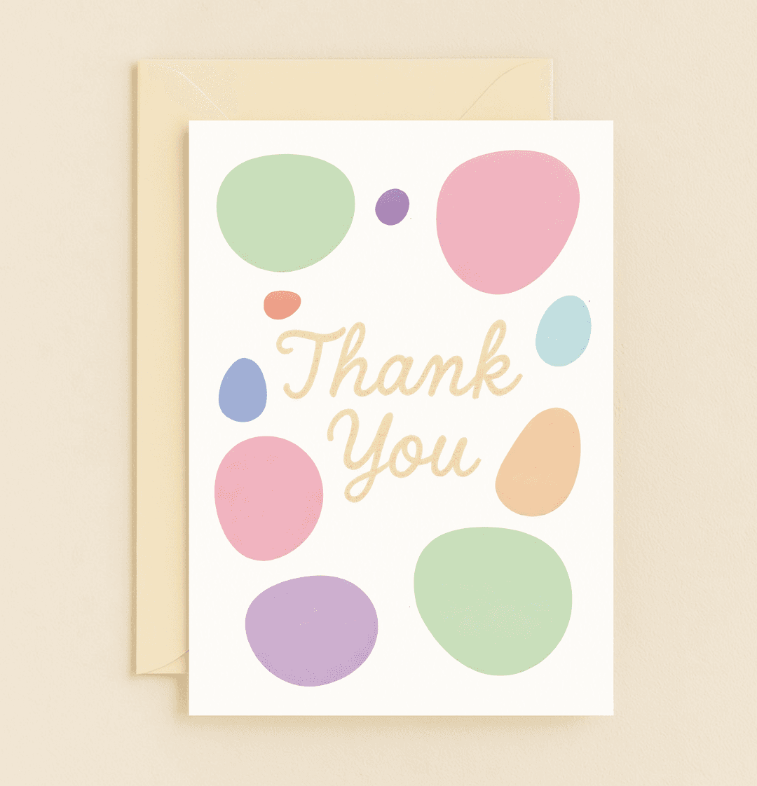 Express heartfelt thanks with "Sprinkle of Gratitude," a charming card featuring glittery text and playful pastel shapes for a vibrant touch.