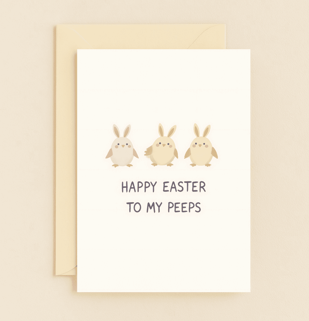 Celebrate Easter with a whimsical card featuring bunny-eared birds and playful puns, perfect for sharing sweet peeps-themed greetings.