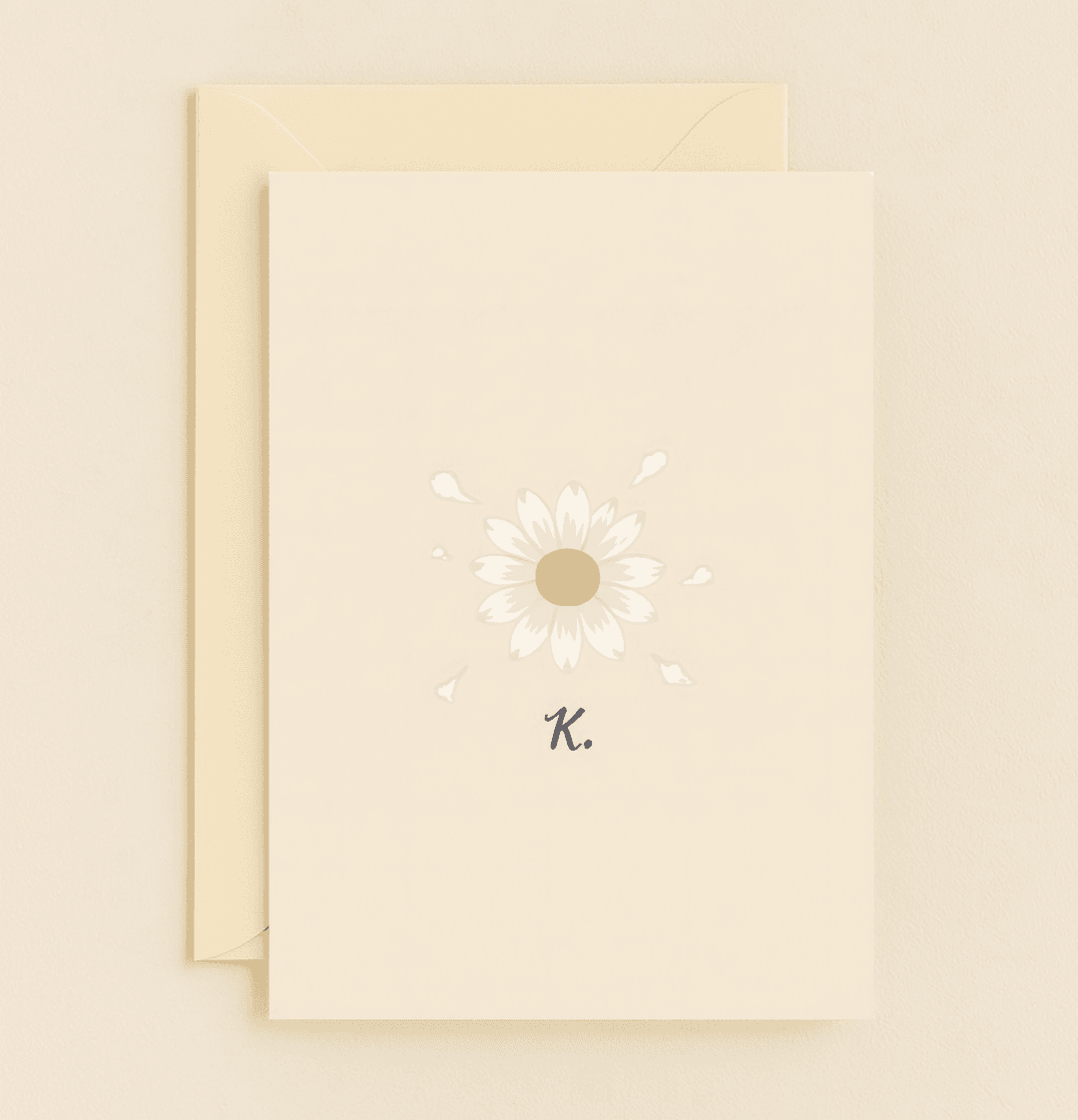 Celebrate Mother's Day with "Blooming with Love and Grace," a minimalist card featuring an elegant daisy and handwritten letter, evoking nature's gentle beauty.
