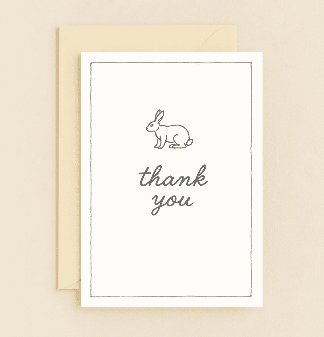 Express heartfelt thanks with our "Grateful Bunny Greetings" card, featuring a minimalist rabbit sketch and observational humor for a clean, charming touch.