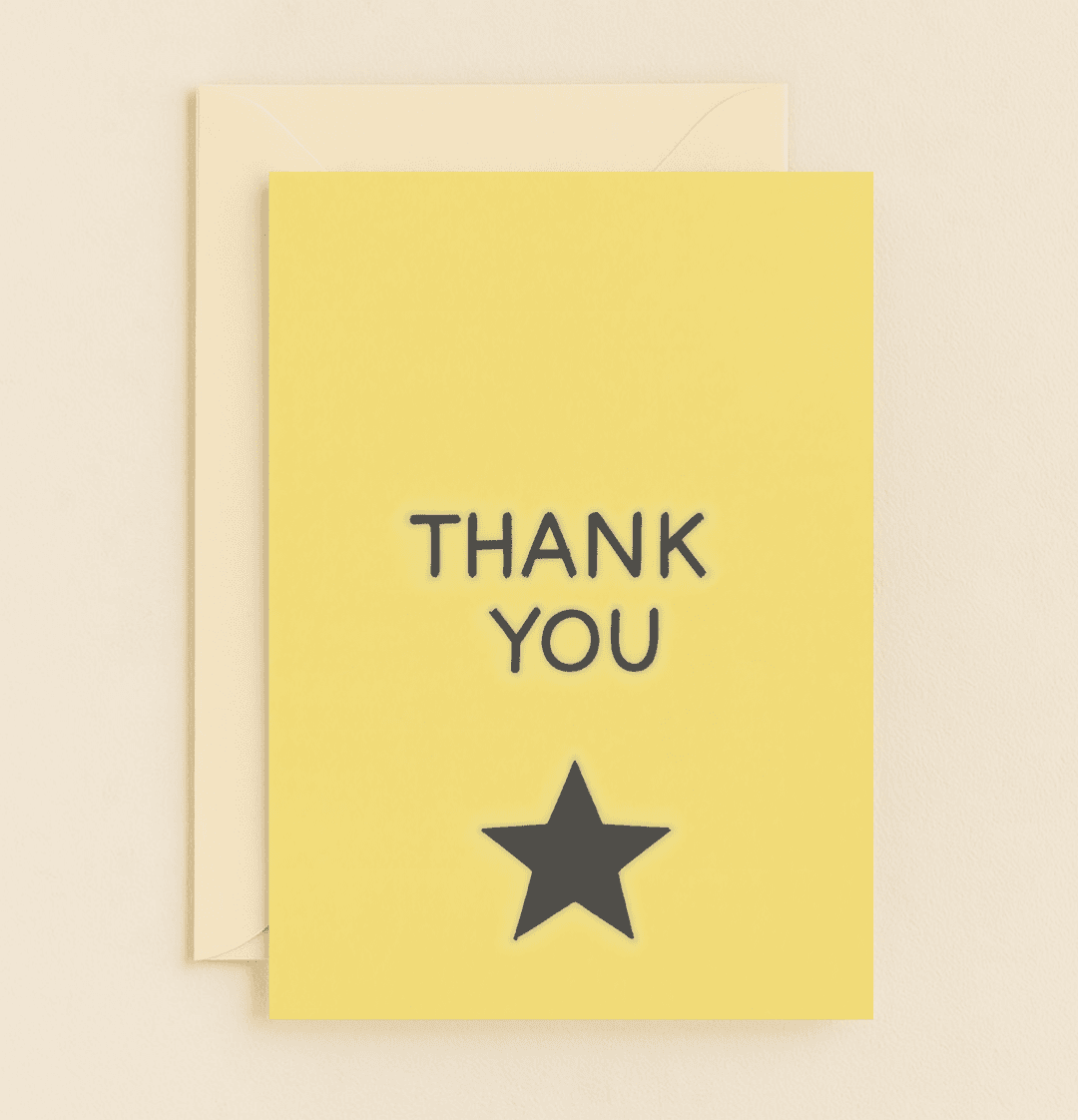 Express heartfelt thanks with our "Bright Gratitude: You're a Star!" card, featuring a bold, minimalist black star on a vibrant yellow background.