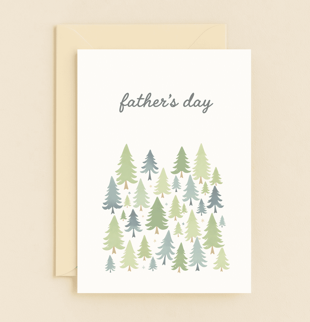 Celebrate Father's Day with our "Evergreen Love for Dad" card, featuring a serene forest design and a touch of humor perfect for nature-loving dads.