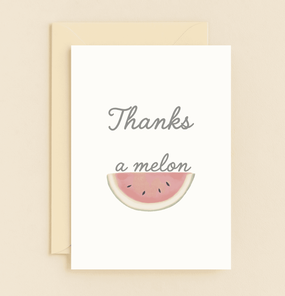 Express your heartfelt thanks with a splash of humor using our "Melon-Tastic Gratitude!" card, featuring a charming watermelon pun and watercolor design.