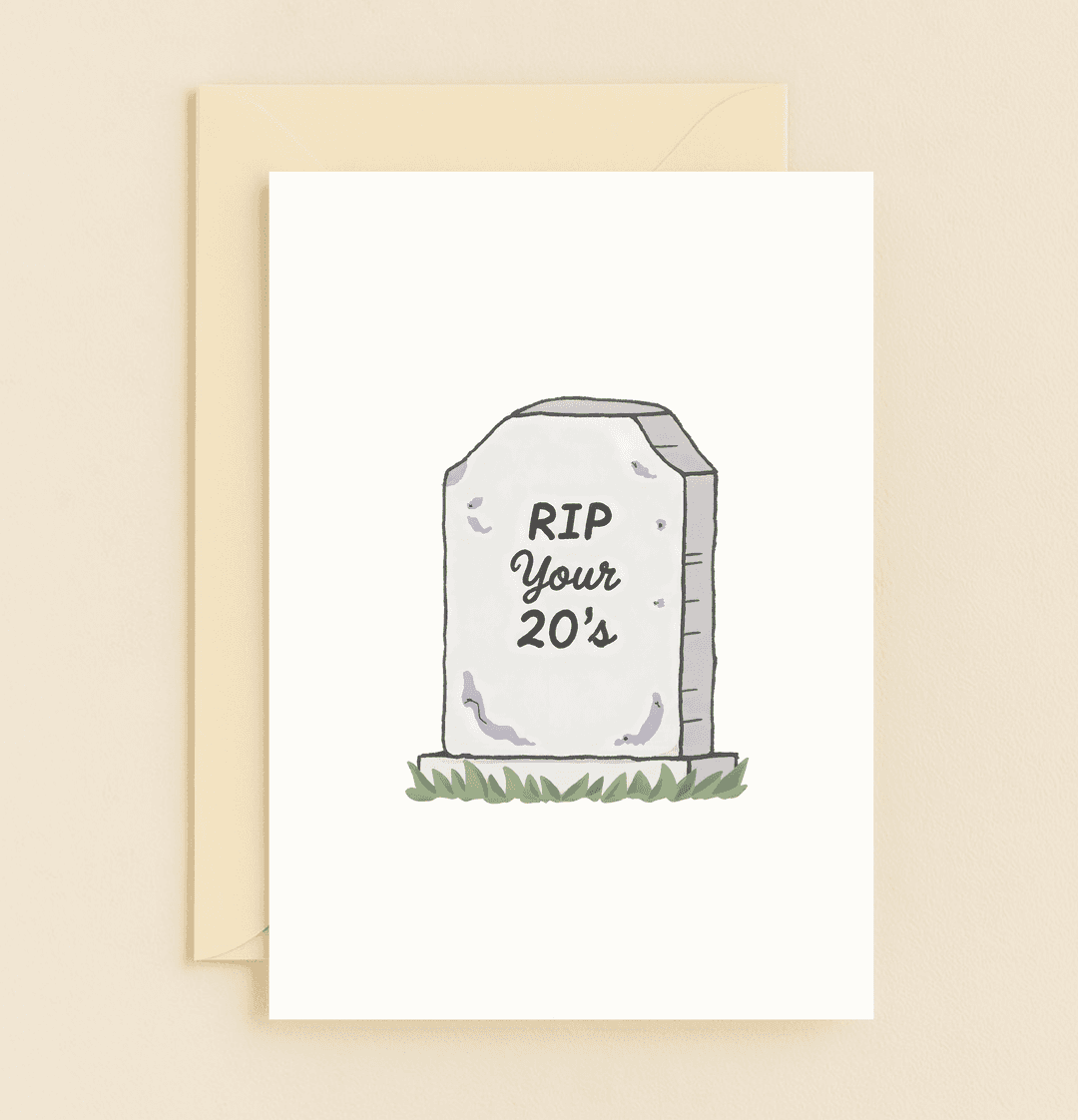 Celebrate a milestone birthday with this humorous card featuring a playful tombstone design, bidding farewell to the twenties with witty wordplay.