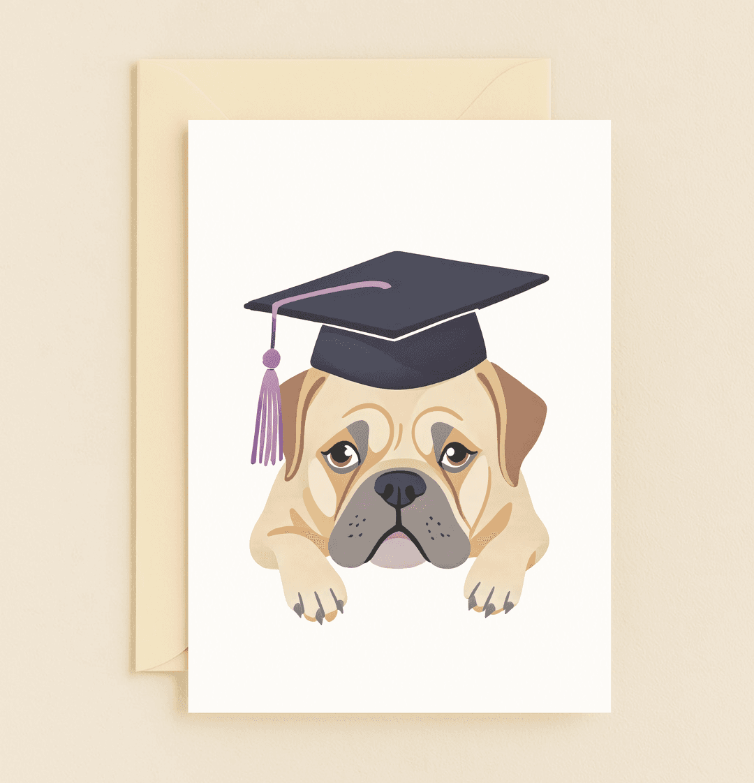Celebrate graduation with a whimsical card featuring a cute puppy in a graduation cap, perfect for honoring achievements with a playful touch.