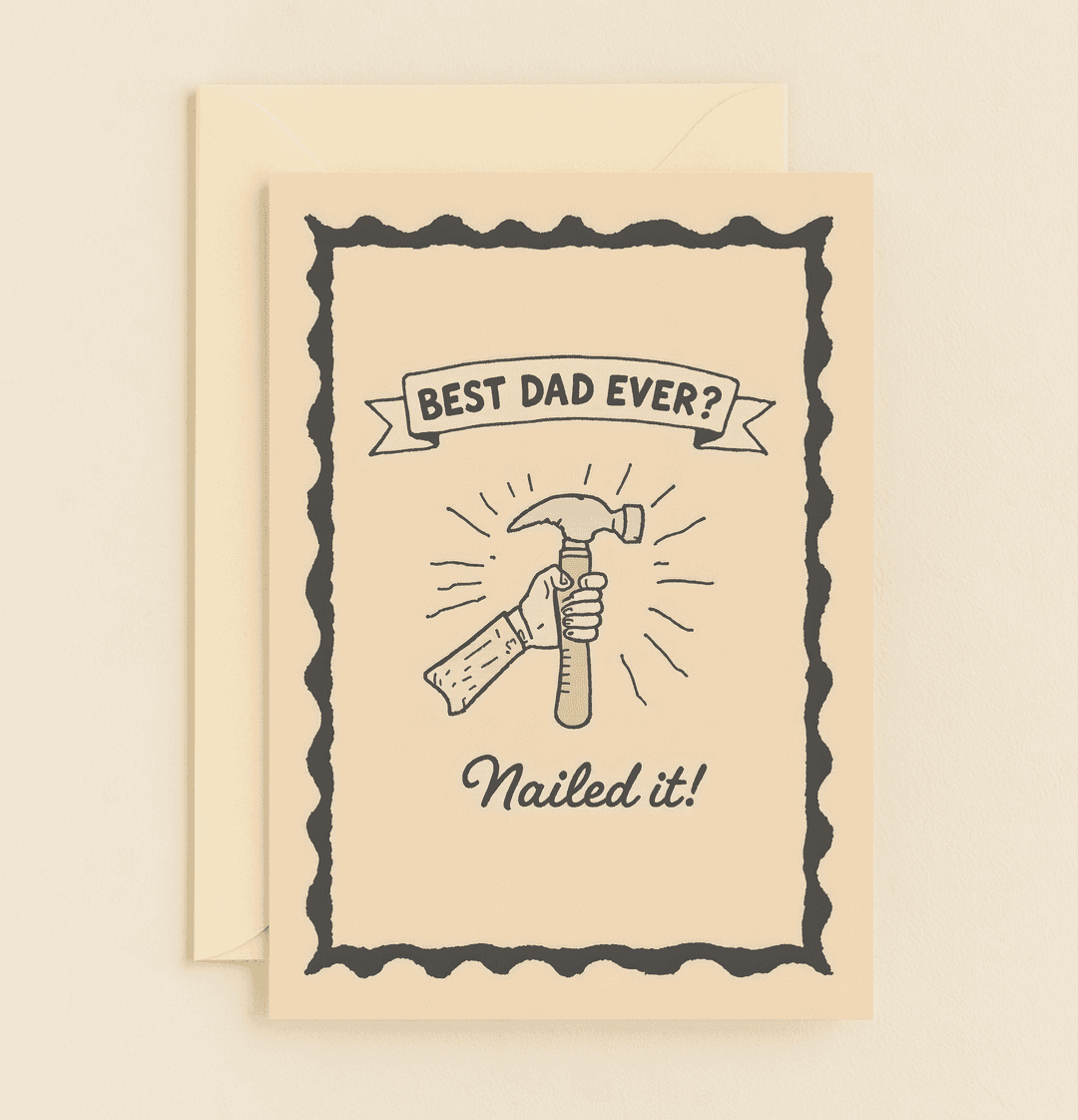 Celebrate Father's Day with a humorous, hand-drawn card featuring a hammer pun, perfect for DIY-loving dads who always "nail" it.