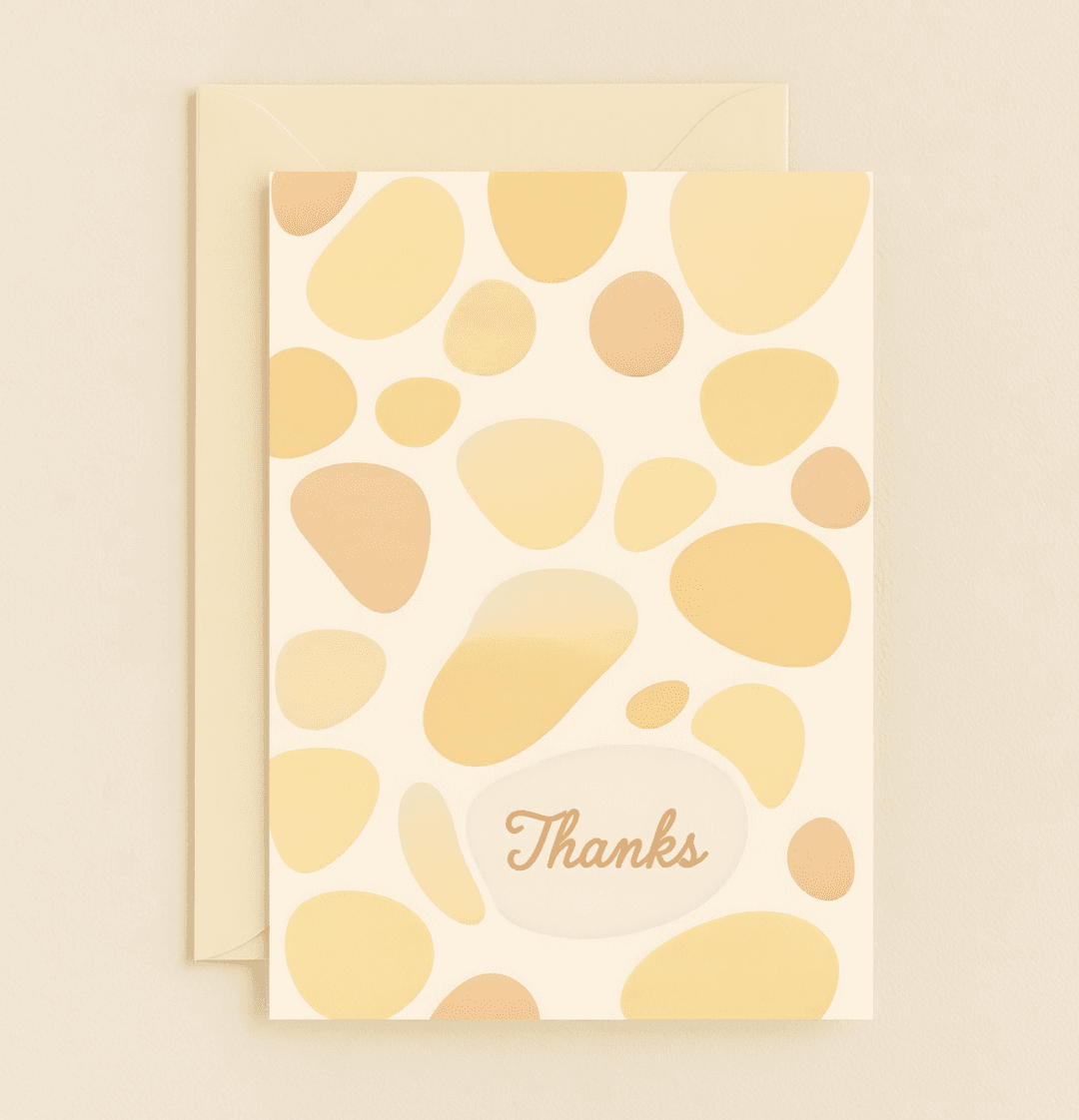 Express heartfelt thanks with this minimalist card, featuring soft abstract shapes in yellow and brown, and elegant cursive on a calming cream background.