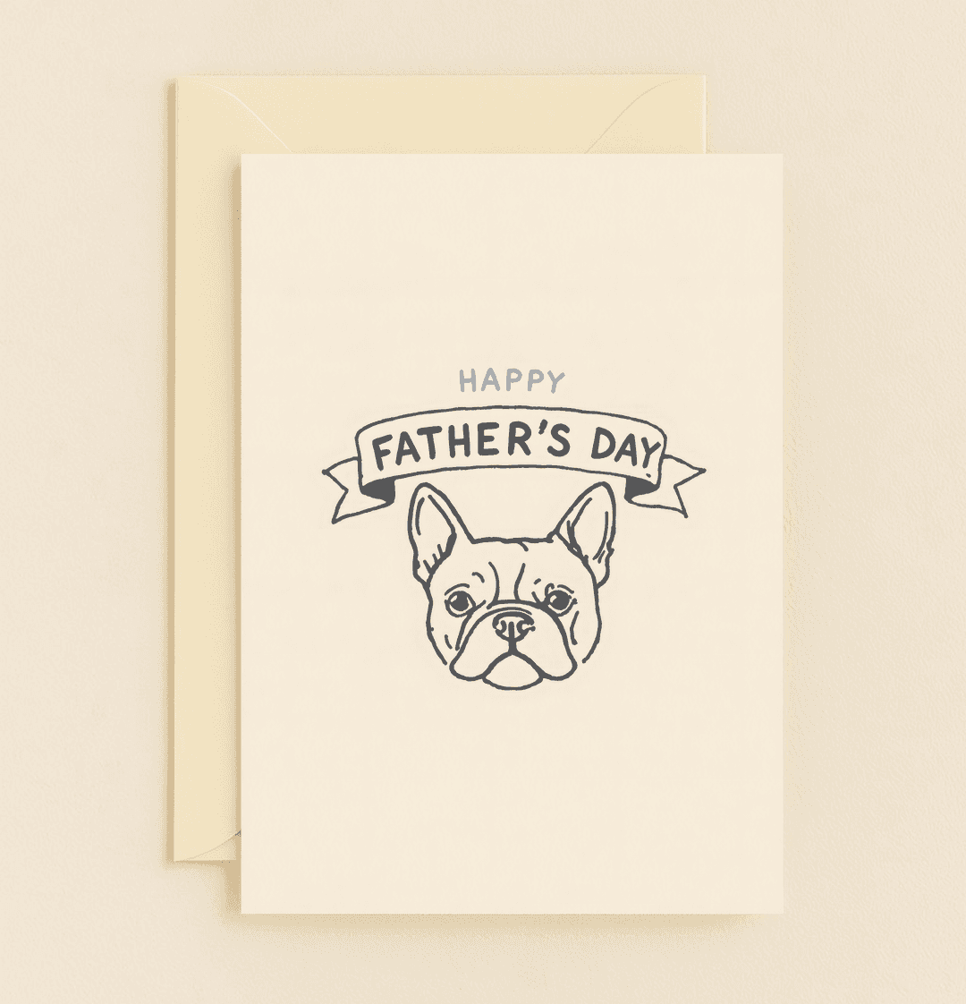 Celebrate Father's Day with a minimalist card featuring a charming bulldog illustration and a humorous touch, perfect for dog-loving dads.