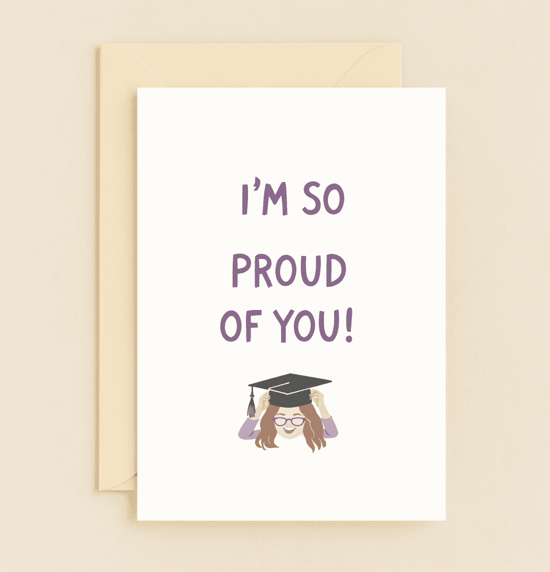 Celebrate your graduation with this minimalist card featuring a proud graduate adjusting their cap, perfect for expressing heartfelt congratulations.