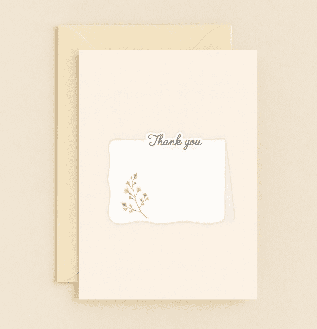 Express gratitude elegantly with our minimalist Floral Gratitude card, adorned with a delicate floral branch on a clean white background.