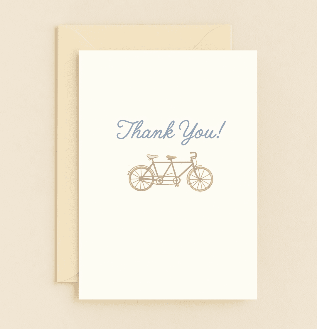 Express your thanks with vintage charm through a tandem bicycle design in our minimalist "Ride of Gratitude" card, perfect for cycling enthusiasts.