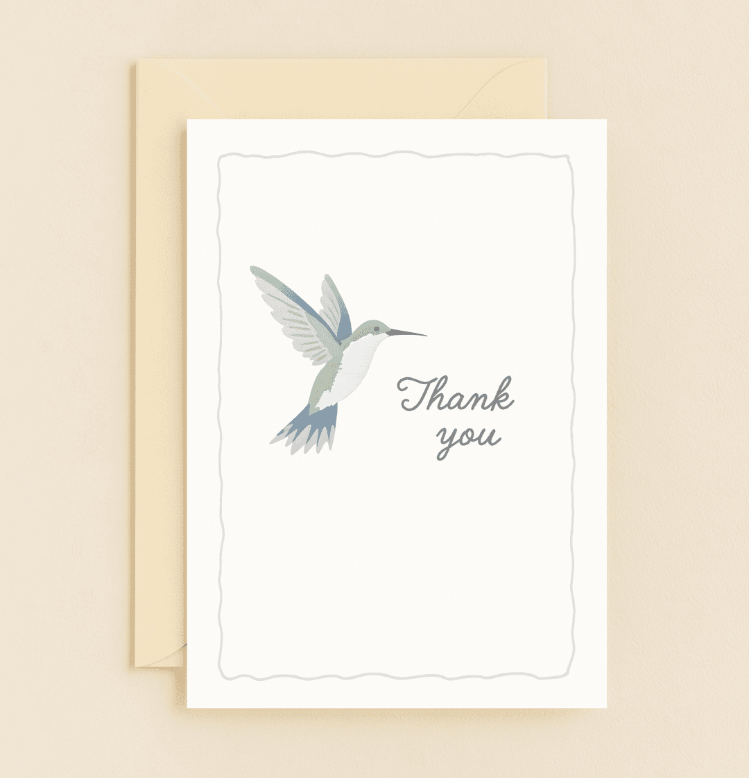 Express heartfelt thanks with this elegant card featuring a graceful hummingbird and script font, perfect for conveying gratitude with minimalist charm.