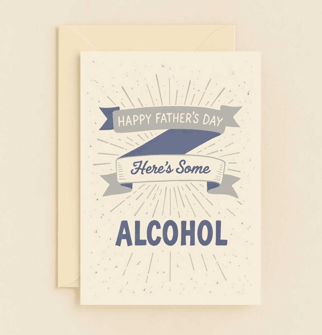 Celebrate Father's Day with a vintage-inspired, humorous card featuring bold banners and a sunburst design, perfect for dads who appreciate a good drink.