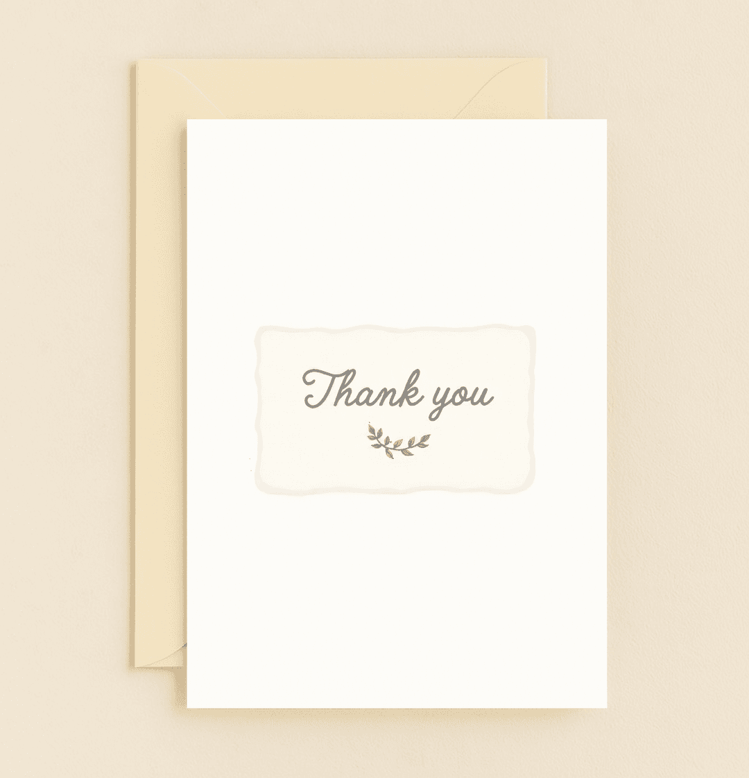 Express gratitude with timeless elegance through this vintage-style card featuring graceful script and a charming leaf design on a soft, textured background.