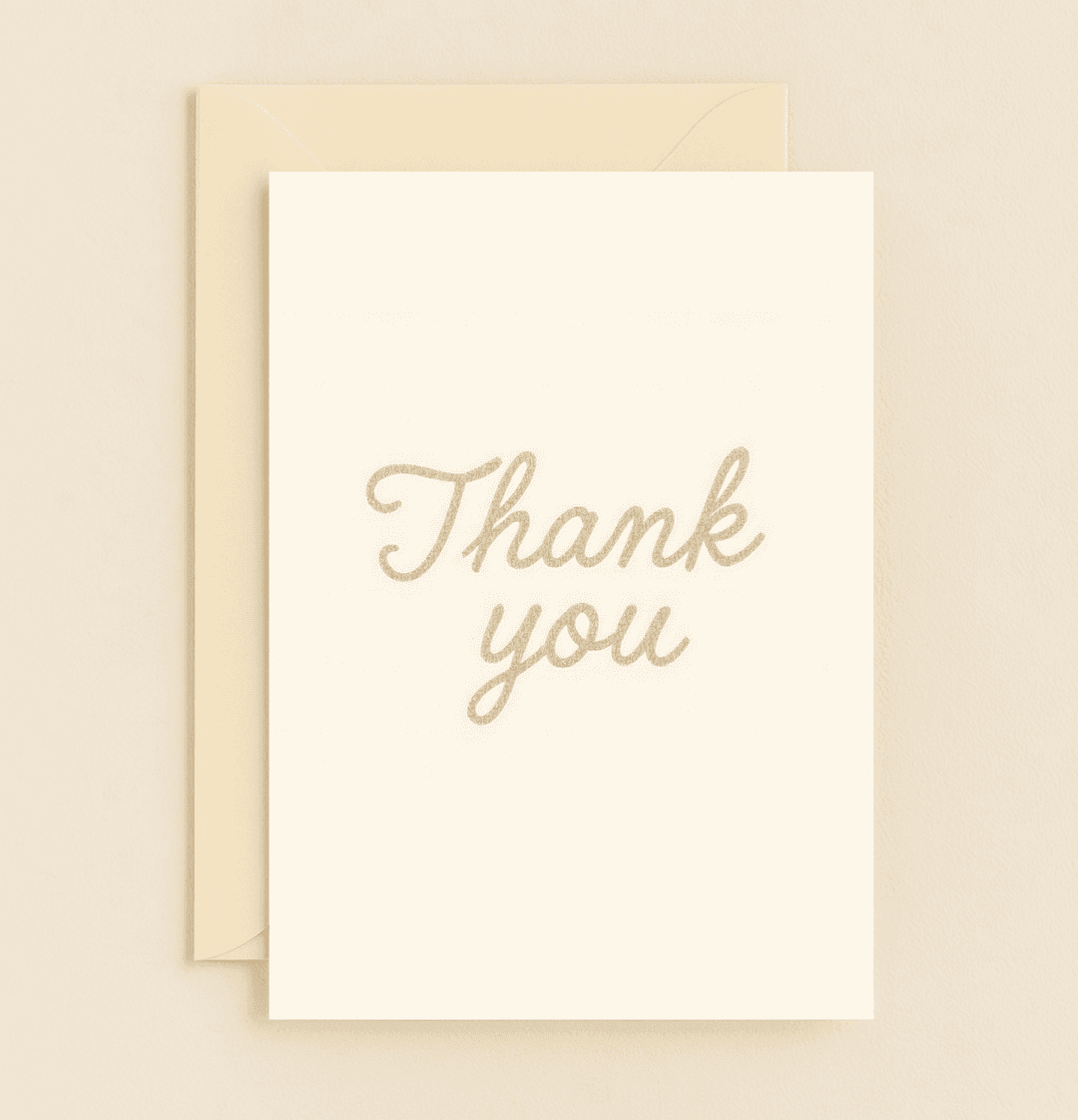 Express your heartfelt thanks with this minimalist card featuring "Thank you" in elegant, textured script against a serene, neutral backdrop.