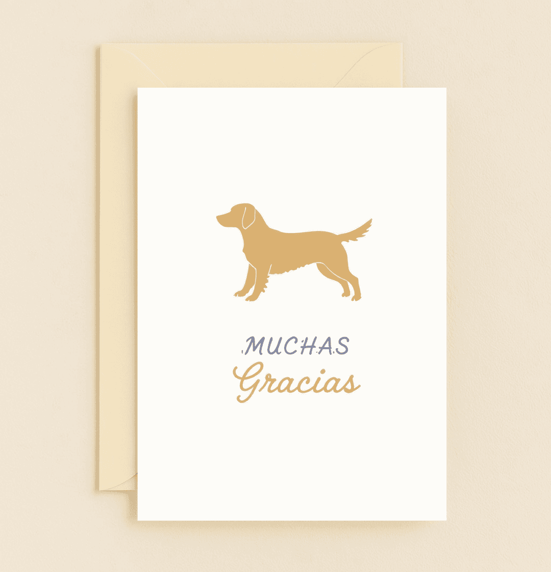 Say "MUCHAS Gracias" with a charming dachshund silhouette and playful Spanish pun, perfect for expressing heartfelt thanks.