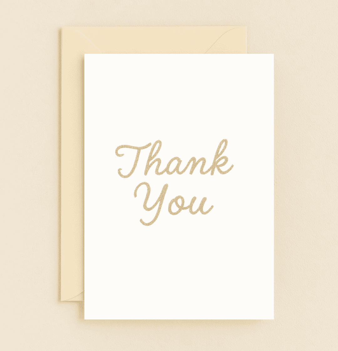 Express your gratitude with elegance and sophistication through this minimalist thank you card featuring glittery cursive text on a simple background.