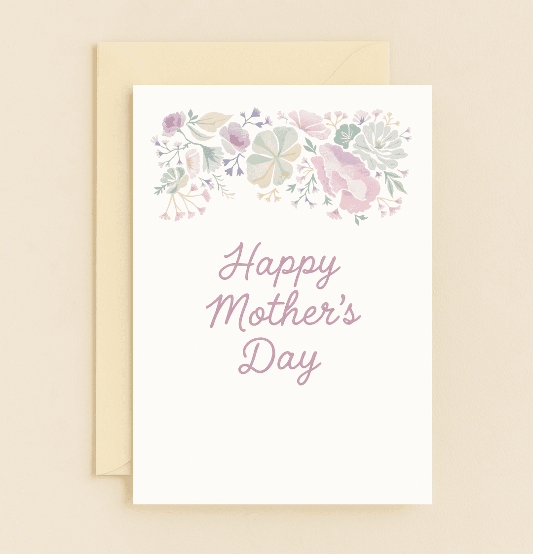 Celebrate Mother's Day with this elegant pastel card, featuring a watercolor floral design and graceful script, perfect for expressing your heartfelt love.