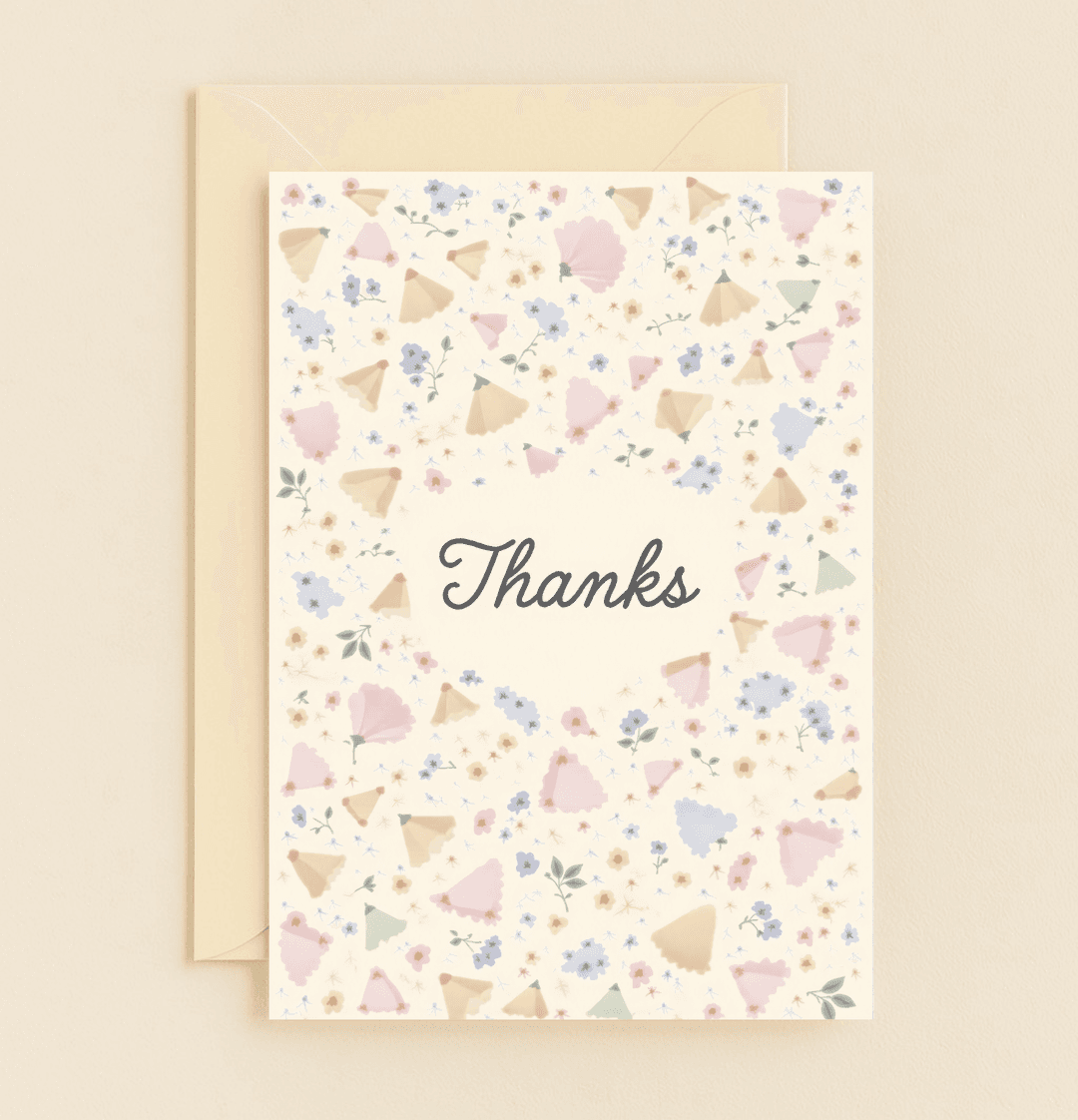 Express heartfelt thanks with "Floral Gratitude in Bloom," featuring elegant cursive and soothing watercolor florals in pastel hues.