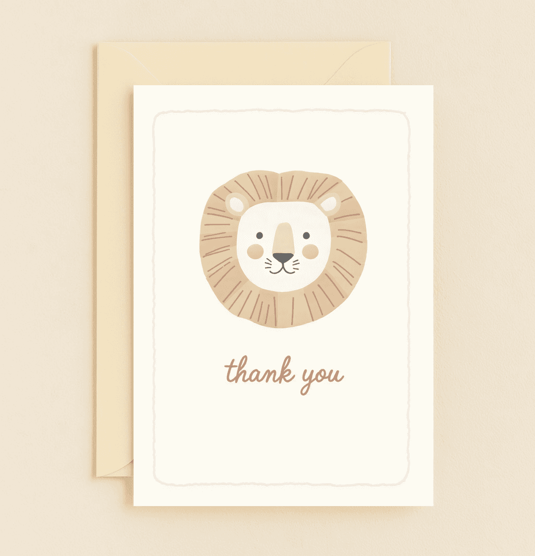 Say "thank you" with a roar of gratitude using this charming lion-themed card, perfect for animal lovers and fans of playful puns.
