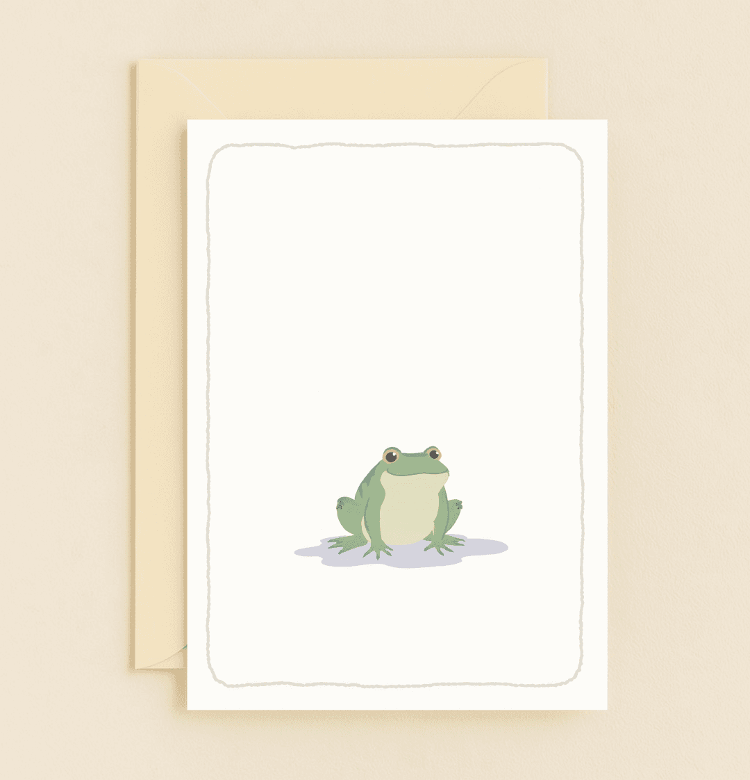 Celebrate a joyful birthday with this charming frog card, featuring playful wordplay and a whimsical light purple puddle design.