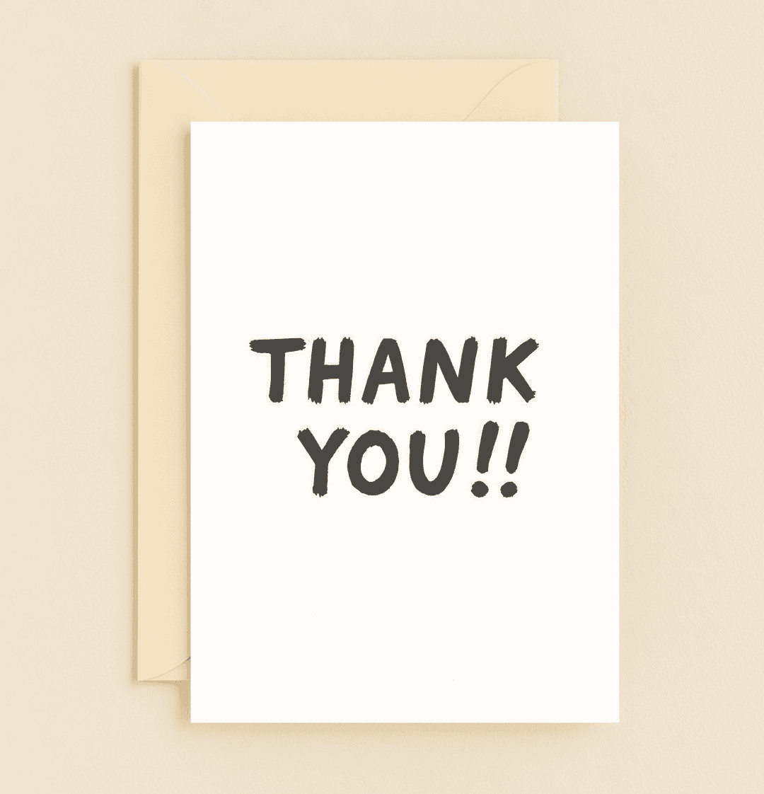 Express heartfelt gratitude with this minimalist thank you card featuring bold, handwritten typography on a crisp white background.