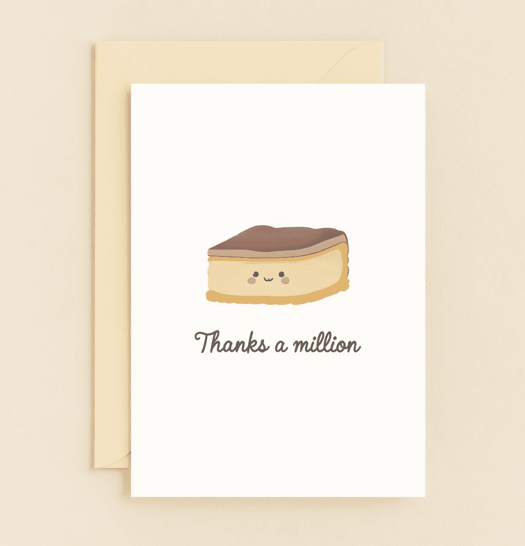 Express your gratitude with a dash of sweetness and humor with this charming "Sweet Gratitude Slice" card, featuring a delightful dessert illustration.