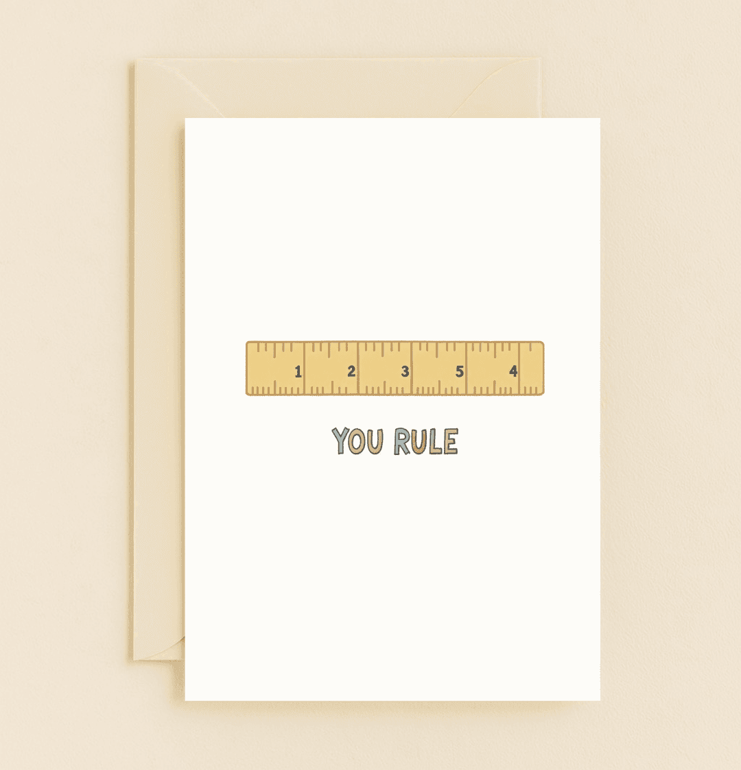 Say "thank you" with a charming pun and minimalist style featuring a ruler design that lets them know they truly "rule"!.