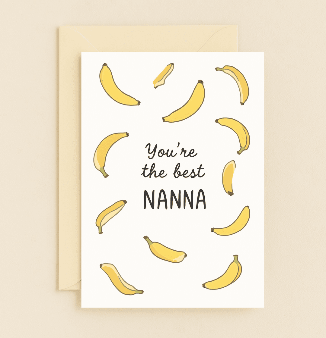 Brighten your Nanna's day with this charming "Bananas for the Best Nanna!" card, featuring playful banana puns and a heartfelt message.