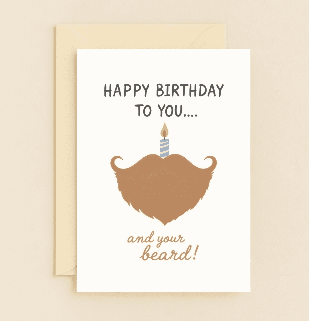 Celebrate a birthday with a smile and a pun on this card featuring a playful mustache and candle design, perfect for beard enthusiasts.