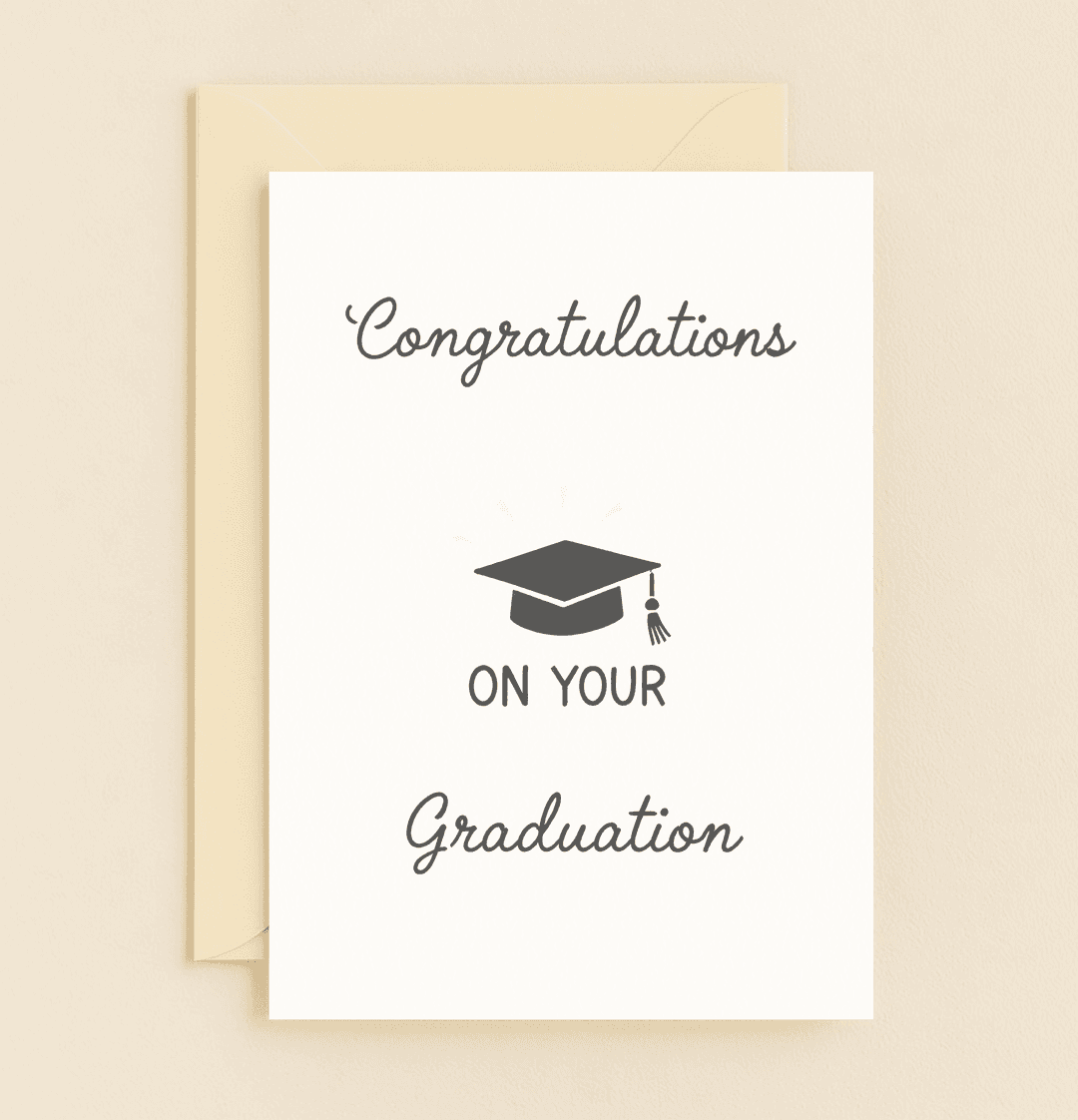 Celebrate the elegance of graduation with this sophisticated card featuring a classic mortarboard design and heartfelt congratulations.