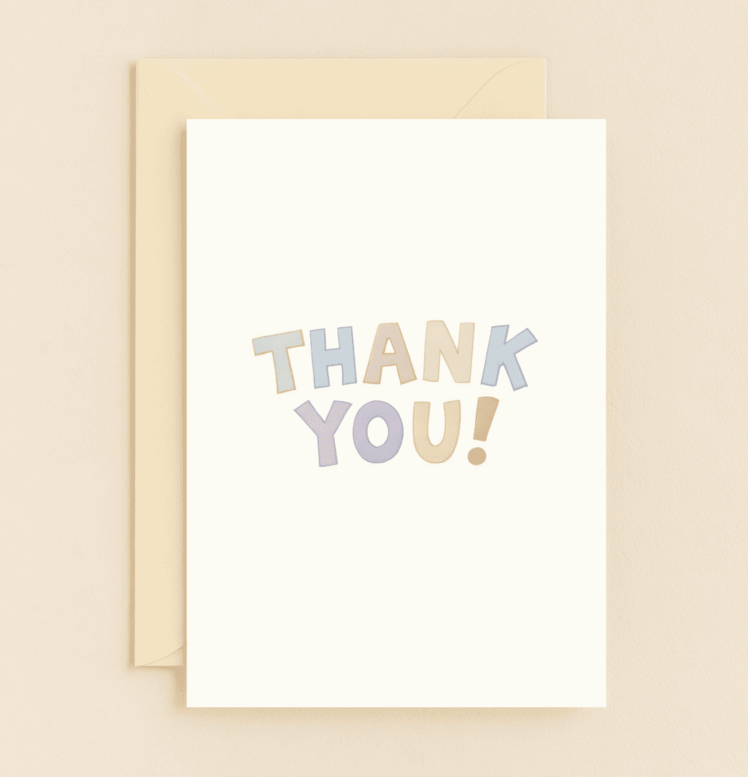 Express your gratitude with vibrant pastel letters that pop against a light backdrop, making your "THANK YOU!" as colorful and heartfelt as your appreciation.