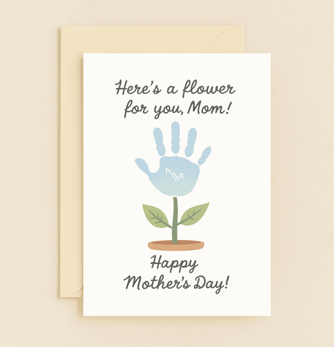 Celebrate Mother's Day with a charming watercolor handprint flower card that blooms with love and playful wordplay, making it a perfect keepsake.