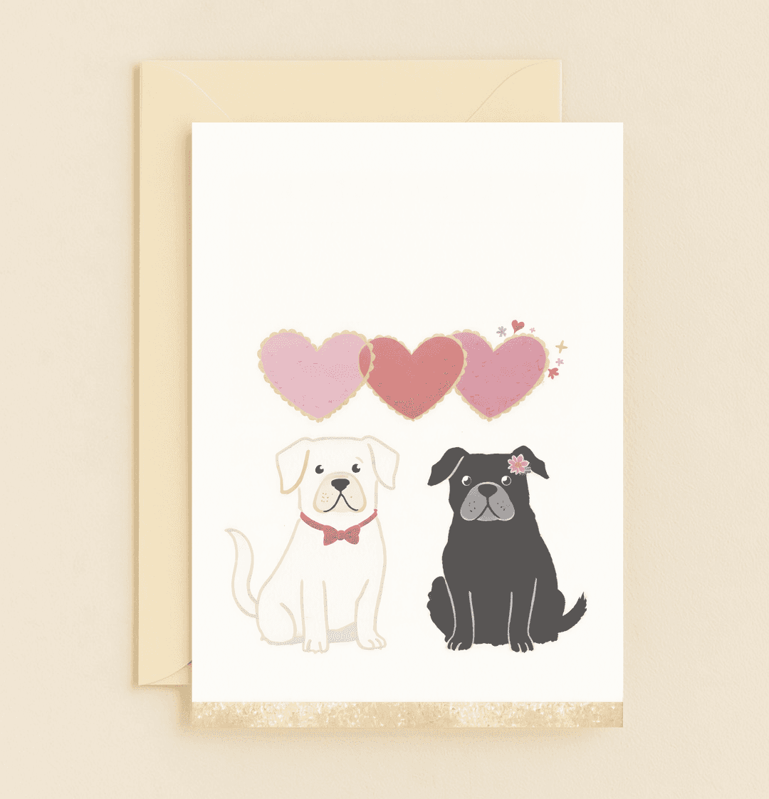 Celebrate your anniversary with this whimsical card featuring adorable cartoon dogs and heart-shaped cookies, perfect for expressing sweet, playful love.