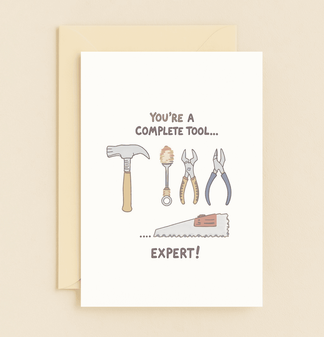 Celebrate Father's Day with a witty card featuring hand-drawn tools and a pun that honors the DIY expert in your life.