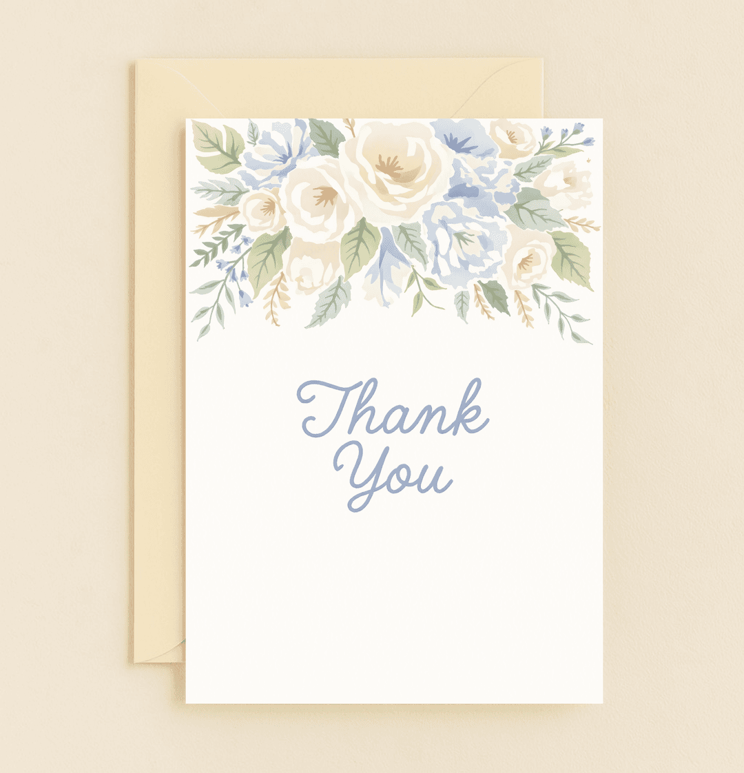 Express heartfelt gratitude with the "Elegant Blooms of Gratitude" card, featuring delicate watercolor roses and elegant cursive in soothing pastel hues.