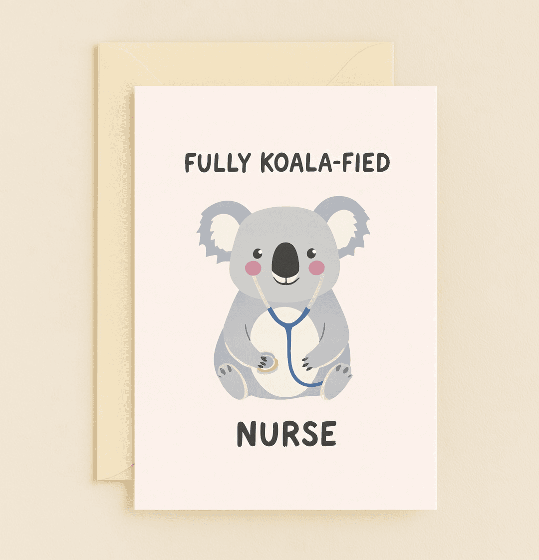 Express gratitude with a pun-tastic thank-you card featuring a koala nurse, perfect for healthcare heroes with a playful twist.