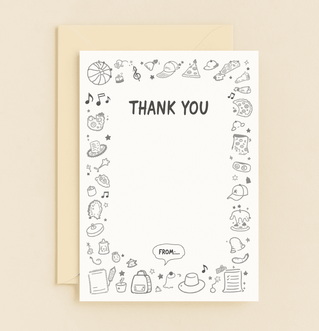 Express your gratitude with a playful touch using our "Doodles of Gratitude and Joy" card, featuring quirky doodles that add a fun twist to your thank you.
