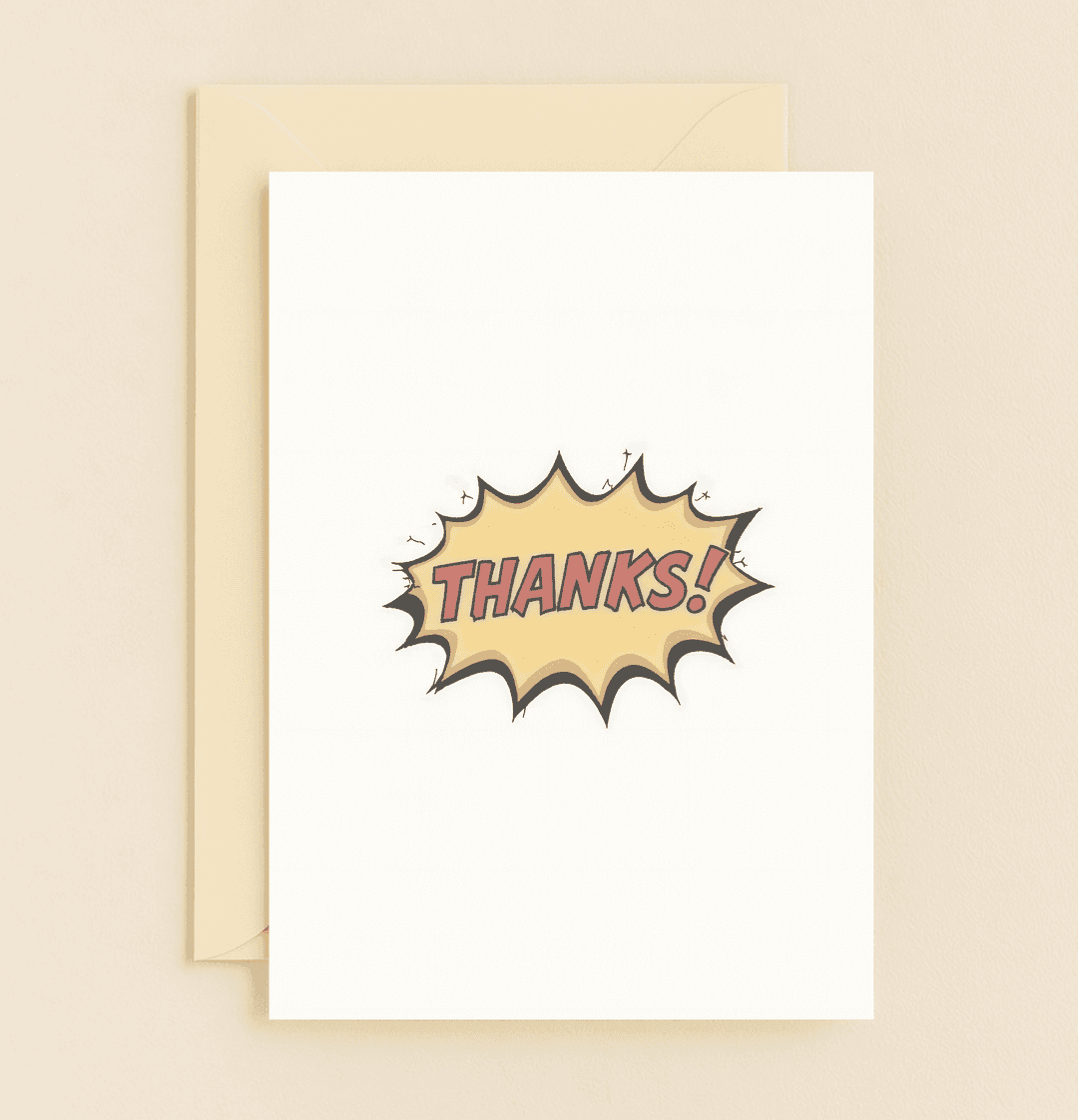 Express gratitude with a pop art twist using this vibrant comic book-style card, featuring a bold "THANKS!" explosion that packs a powerful punch.