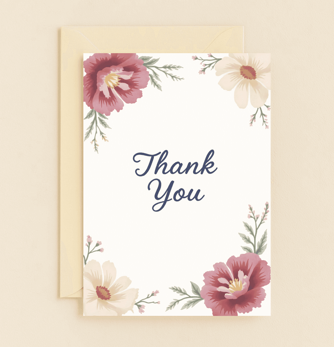 Express heartfelt gratitude with this elegant thank you card featuring vibrant watercolor florals against a simple white backdrop.