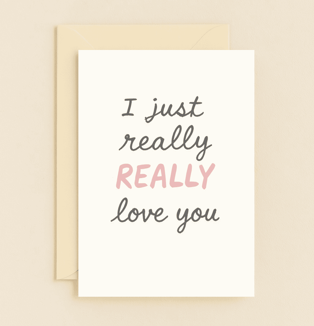 Celebrate Valentine's Day with a minimalist card featuring playful typography that expresses heartfelt love in every word.