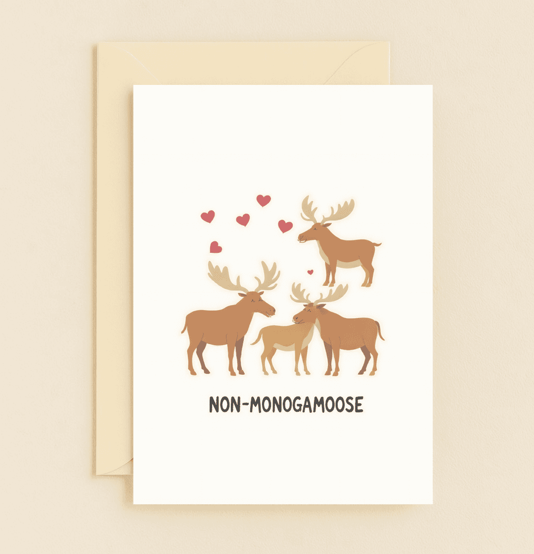 Celebrate your anniversary with a chuckle featuring playful moose, heart-filled puns, and a nod to love's antlerly endless adventures.