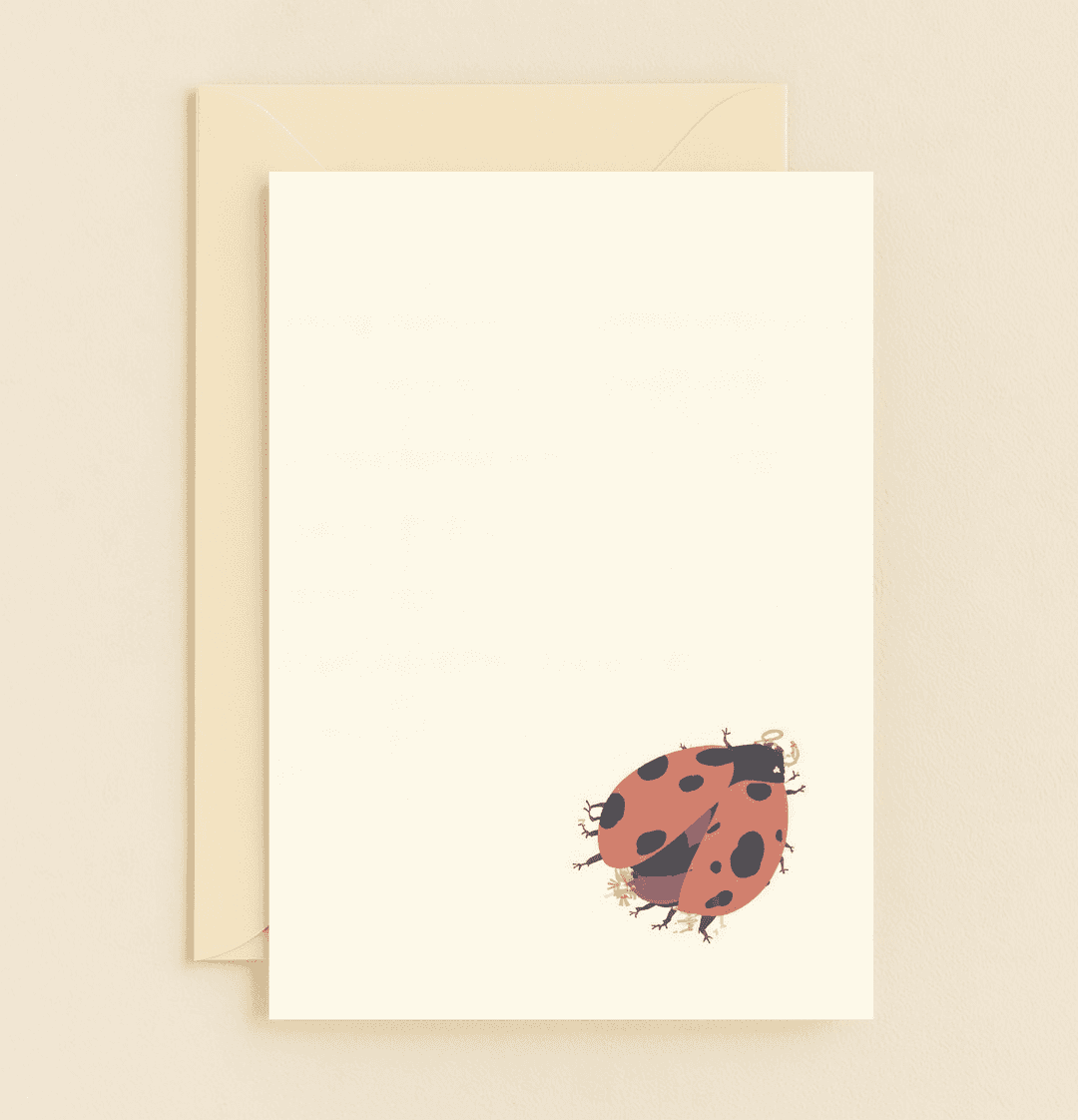 Express your gratitude with a whimsical card featuring a cute ladybug, adorned with a halo and bouquet, perfect for sharing heartfelt thanks.