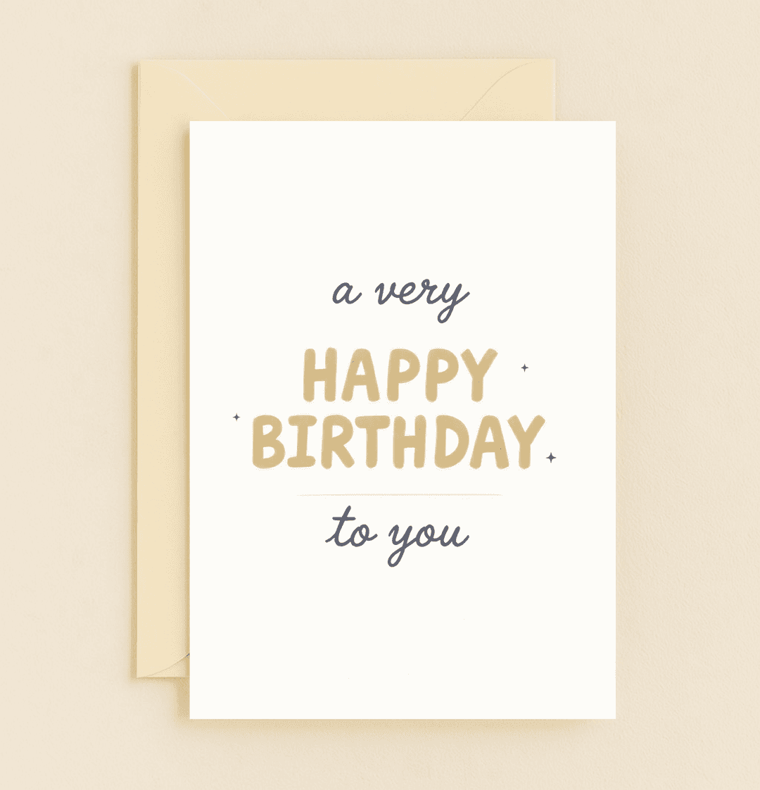 Celebrate a special birthday with our elegant, minimalist card featuring golden text and script font, perfect for adding a touch of sophistication.